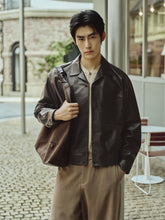 Men's Short Brown Leather Jacket